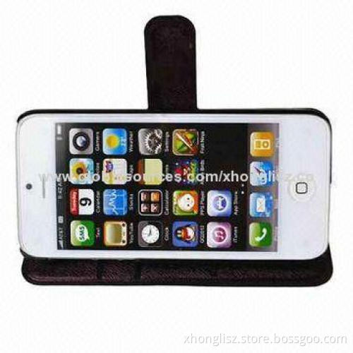 High quality linen pattern PU leather mobile phone case for iPhone, stand function design